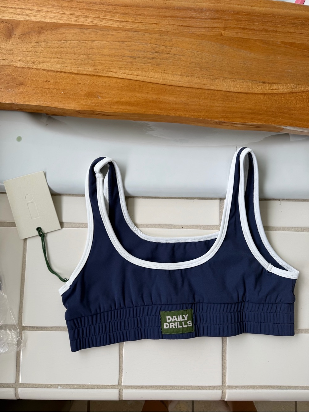 Daily Drills Navy and White Girls' Swim Bralette